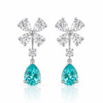 Butterfly design pear cut lab grown Paraiba earrings stud 1 Butterfly design pear cut lab grown Paraiba earrings stud