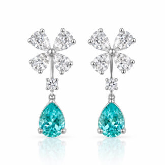 Butterfly design pear cut lab grown Paraiba earrings stud