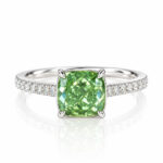 Cushion cut lab grown green diamond engagement ring 1 Cushion cut lab grown green diamond engagement ring