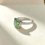 Cushion cut lab grown green diamond engagement ring 4 Cushion cut lab grown green diamond engagement ring