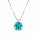 Cushion cut lab grown paraiba pendant necklace 1 Cushion cut lab grown paraiba pendant necklace