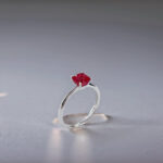 Cushion cut lab grown ruby engagement ring 01