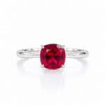 Cushion cut lab grown ruby engagement ring 01
