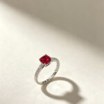 Cushion cut lab grown ruby engagement ring 4 Cushion cut lab grown ruby engagement ring