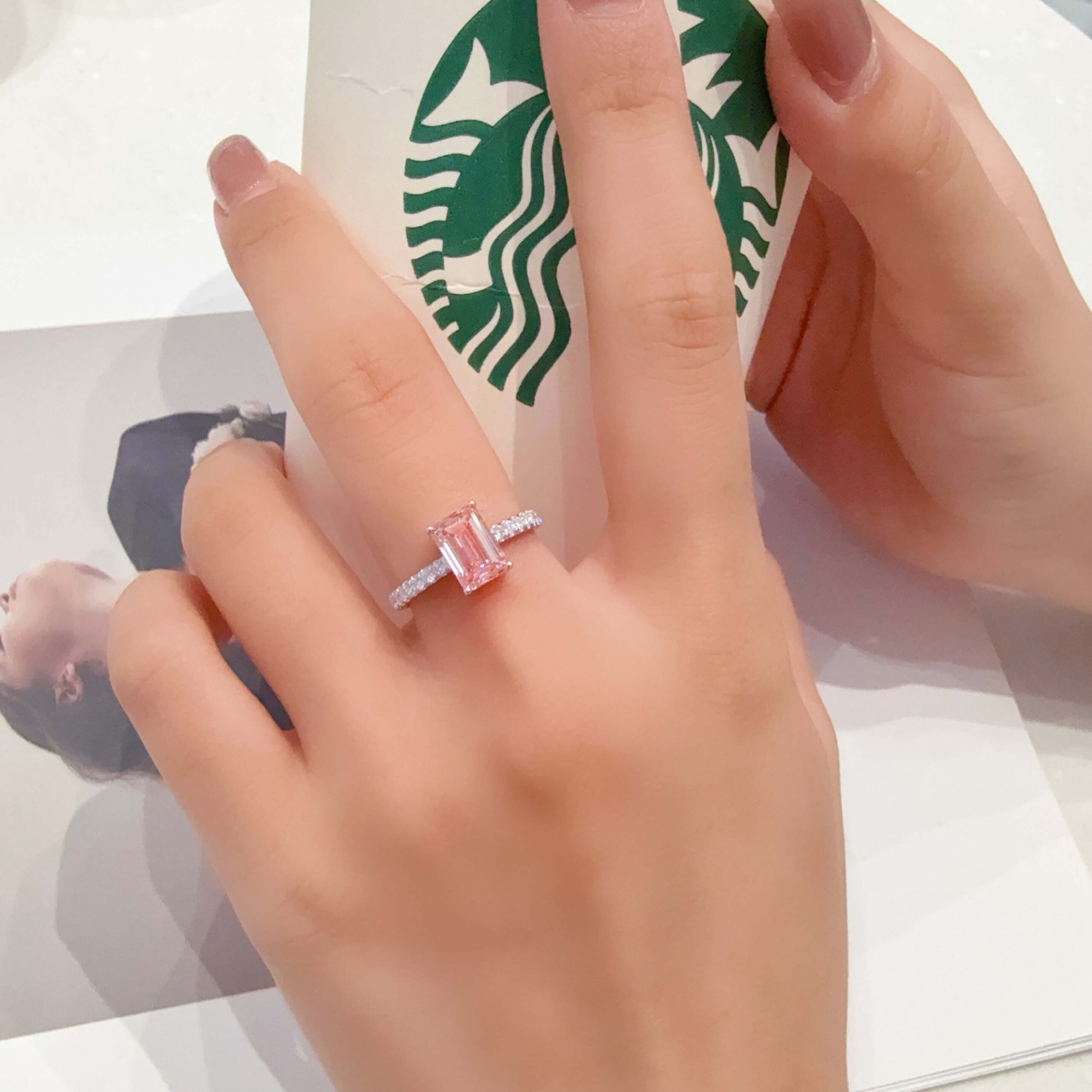 Emerald cut lab grown pink diamond engagement ring (3) Emerald cut lab grown pink diamond engagement ring 3 scaled
