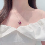 Flower bud design pear cut lab grown ruby pendant necklace 6 Flower bud design pear cut lab grown ruby pendant necklace