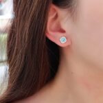 Halo setting asscher cut lab grown Paraiba earrings stud 5 Halo setting asscher cut lab grown Paraiba earrings stud