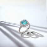 Halo setting asscher cut lab grown Paraiba engagement ring 4 Halo setting asscher cut lab grown Paraiba engagement ring