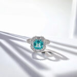 Halo setting asscher cut lab grown Paraiba engagement ring 2 Halo setting asscher cut lab grown Paraiba engagement ring