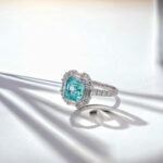 Halo setting asscher cut lab grown Paraiba engagement ring 3 Halo setting asscher cut lab grown Paraiba engagement ring