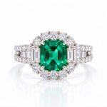 Halo setting asscher cut lab grown emerald engagement ring 02