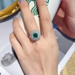 Halo setting asscher cut lab grown emerald engagement ring 5 Halo setting asscher cut lab grown emerald engagement ring 3