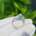 Halo setting asscher cut lab grown emerald engagement ring 02