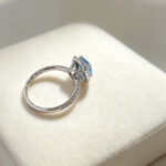Halo setting cushion cut lab grown blue diamond engagement ring 5 Halo setting cushion cut lab grown blue diamond engagement ring