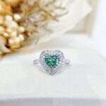 Halo setting heart cut lab grown green diamond engagement ring 2 Halo setting heart cut lab grown green diamond engagement ring