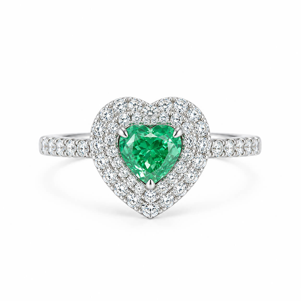 Halo setting heart cut lab grown green diamond engagement ring Halo setting heart cut lab grown green diamond engagement ring