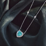 Halo setting heart cut lab grown paraiba pendant necklace 2 Halo setting heart cut lab grown paraiba pendant necklace