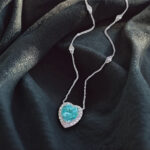 Halo setting heart cut lab grown paraiba pendant necklace 4 Halo setting heart cut lab grown paraiba pendant necklace