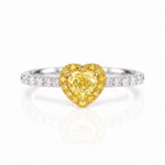 Halo setting heart cut lab grown yellow diamond engagement ring