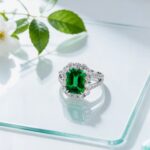 Halo setting lab grown emerald engagement ring 03