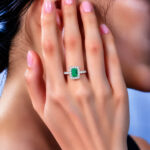 Halo setting lab grown emerald engagement ring 5 Halo setting lab grown emerald engagement ring 05