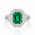 Halo setting lab grown emerald engagement ring 03