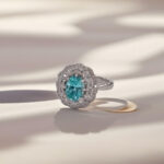 Halo setting oval cut lab grown Paraiba engagement ring 3 Halo setting oval cut lab grown Paraiba engagement ring 05