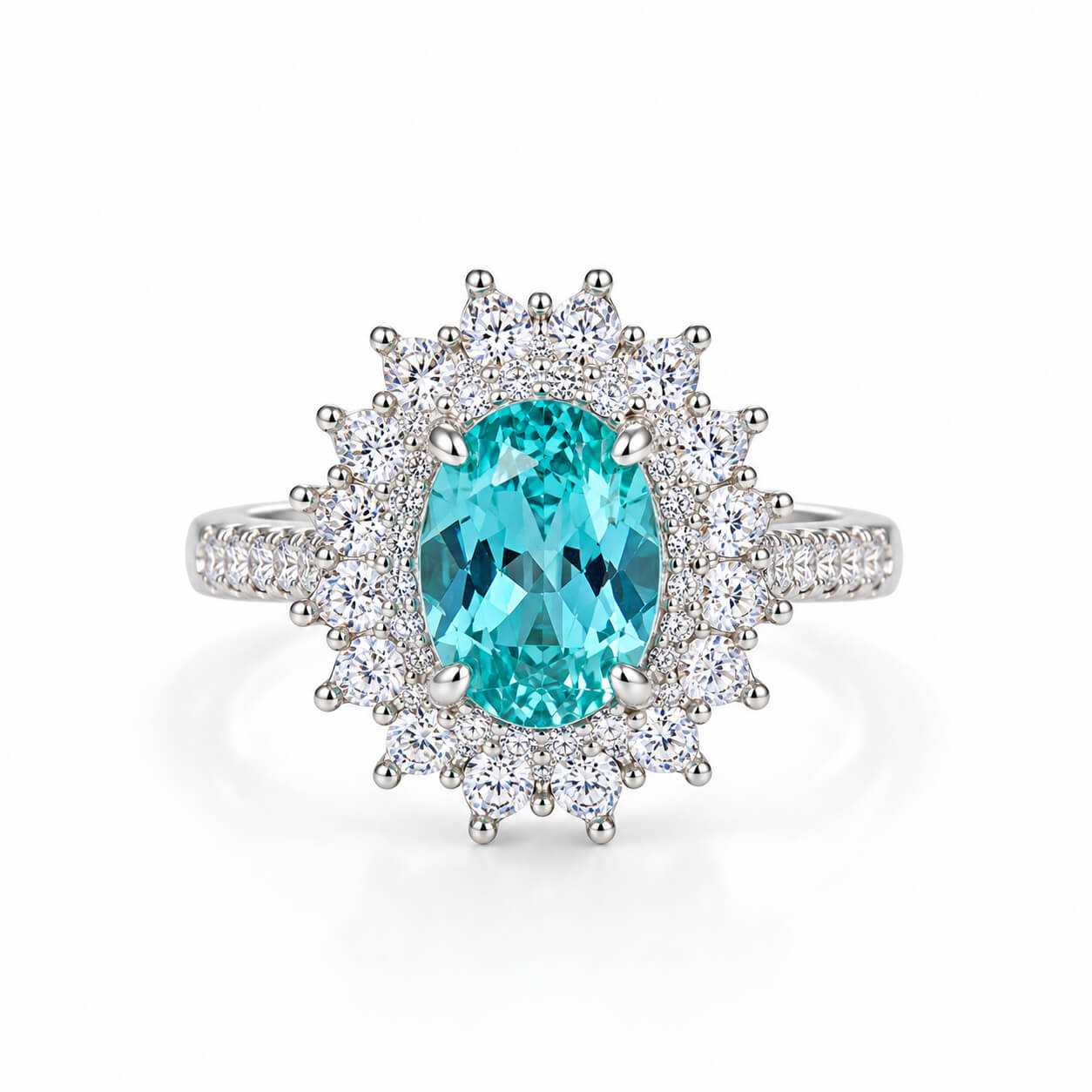 Halo setting oval cut lab grown Paraiba engagement ring 04 Halo setting oval cut lab grown Paraiba engagement ring 04