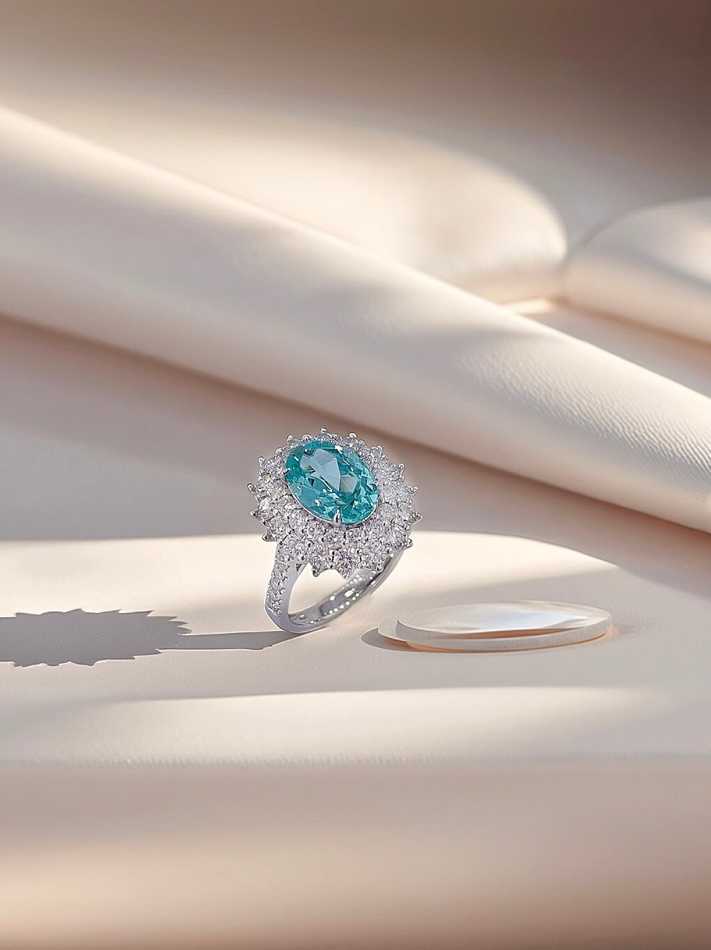 Halo setting oval cut lab grown Paraiba engagement ring 04 Halo setting oval cut lab grown Paraiba engagement ring 04