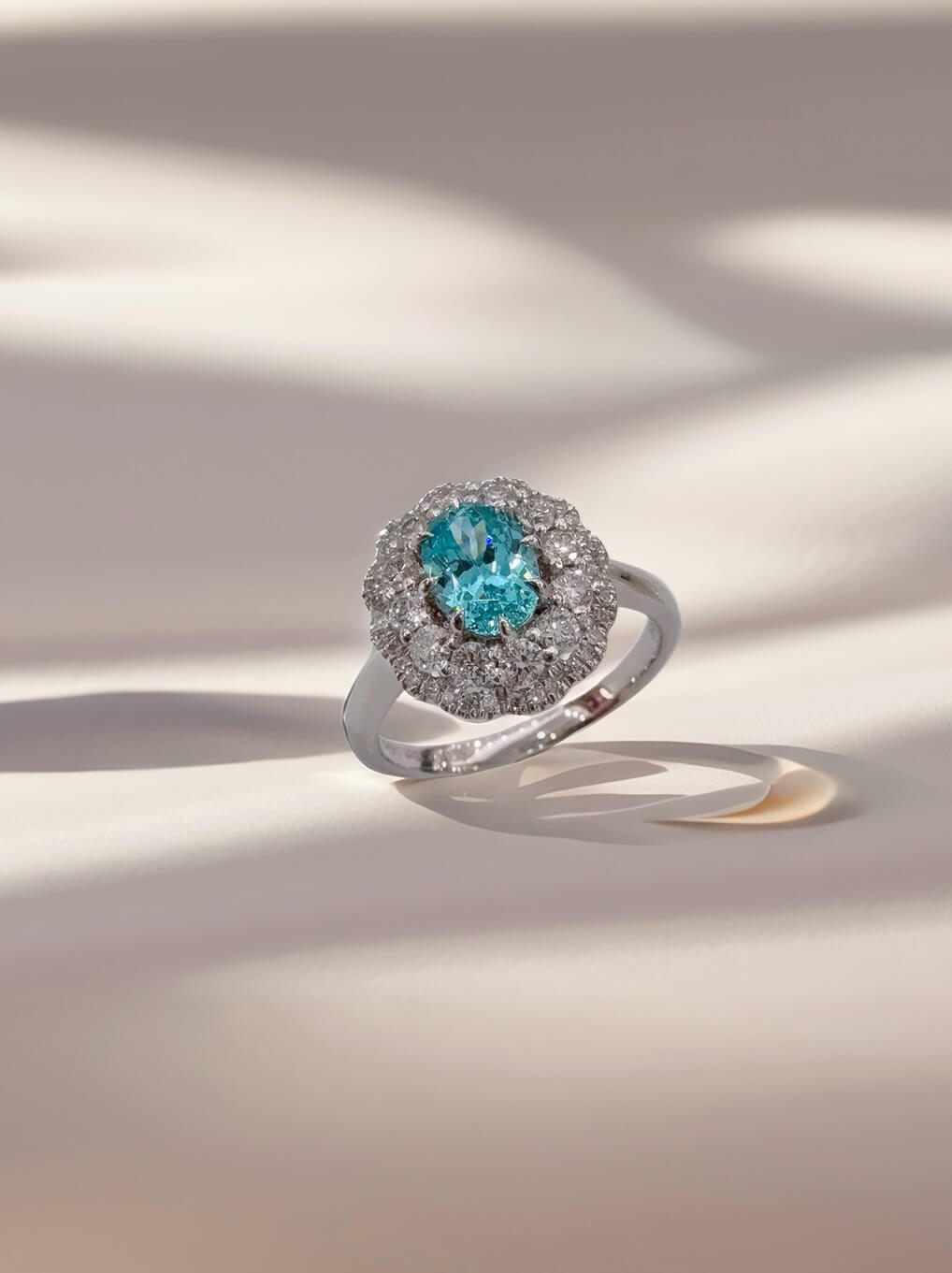 Halo setting oval cut lab grown Paraiba engagement ring 05 Halo setting oval cut lab grown Paraiba engagement ring 05