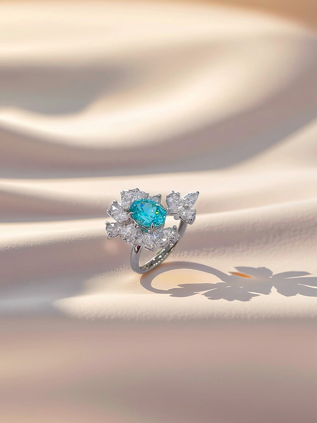 Halo setting oval cut lab grown Paraiba engagement ring 01 Halo setting oval cut lab grown Paraiba engagement ring 01