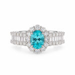 Halo setting oval cut lab grown Paraiba engagement ring 02