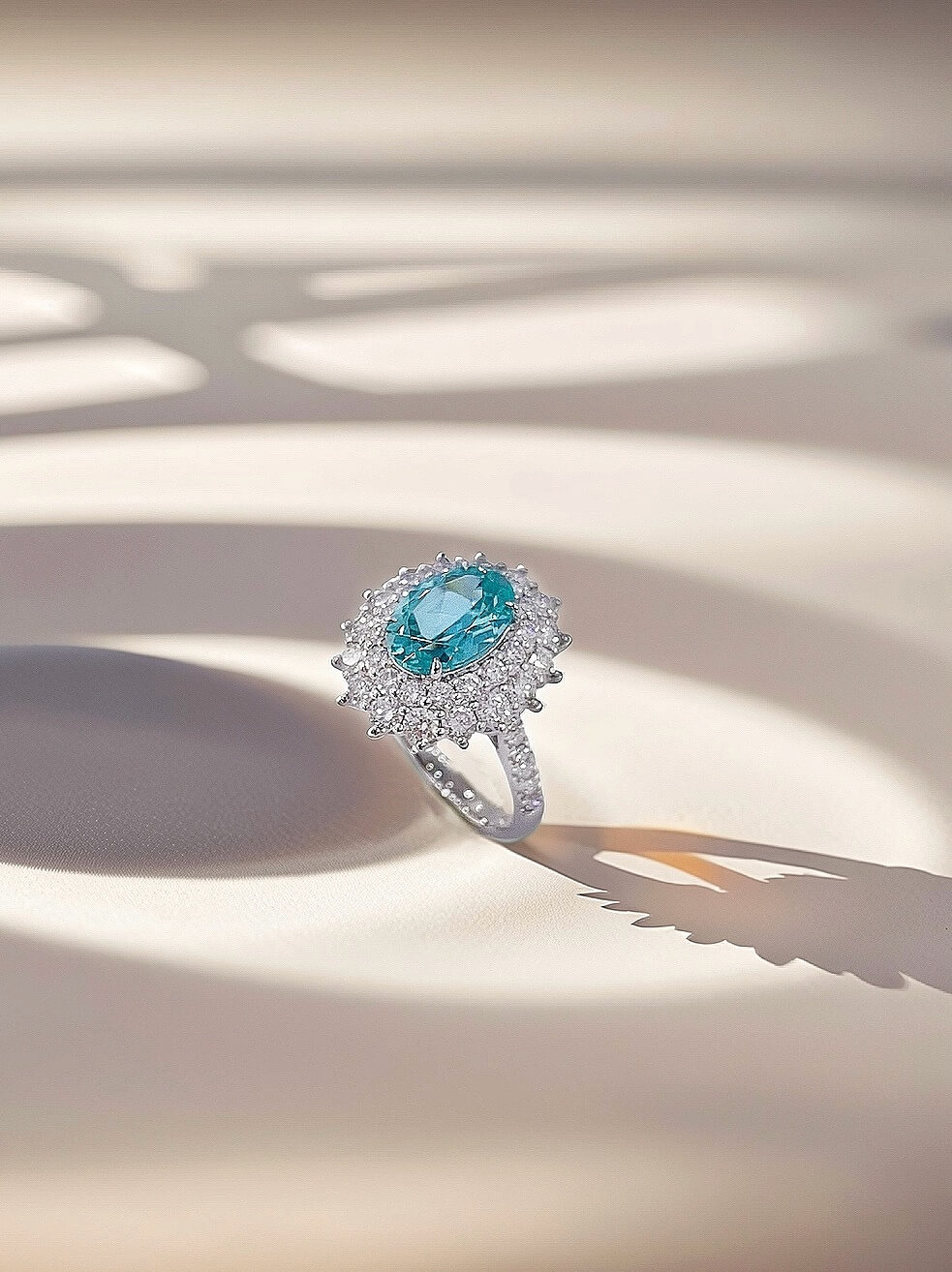 Halo setting oval cut lab grown Paraiba engagement ring 04 Halo setting oval cut lab grown Paraiba engagement ring 04