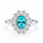Halo setting oval cut lab grown Paraiba engagement ring 06