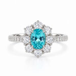 Halo setting oval cut lab grown Paraiba engagement ring 07