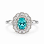 Halo setting oval cut lab grown Paraiba engagement ring 1 Halo setting oval cut lab grown Paraiba engagement ring 05