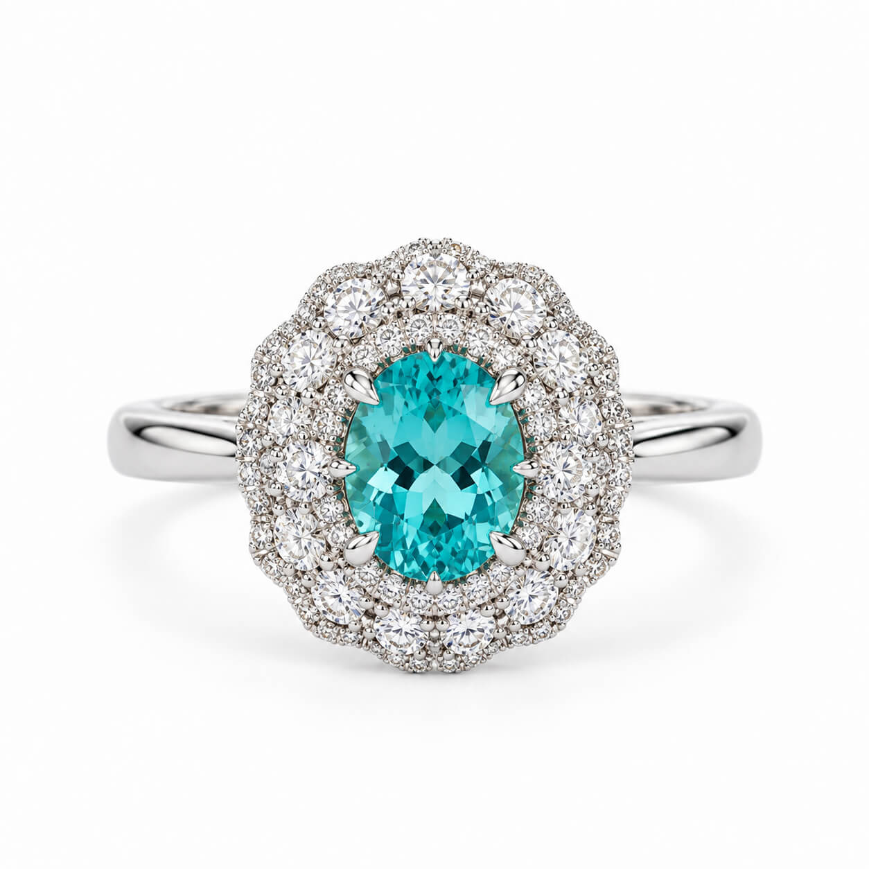 Halo setting oval cut lab grown Paraiba engagement ring 05 Halo setting oval cut lab grown Paraiba engagement ring 05