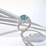 Halo setting oval cut lab grown Paraiba engagement ring 07