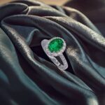 Halo setting oval cut lab grown emerald engagement ring 3 Halo setting oval cut lab grown emerald engagement ring