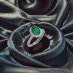 Halo setting oval cut lab grown emerald engagement ring 4 Halo setting oval cut lab grown emerald engagement ring