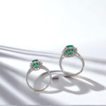 Halo setting oval cut lab grown emerald engagement ring 7 Halo setting oval cut lab grown emerald engagement ring 02