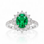 Halo setting oval cut lab grown emerald engagement ring 1 Halo setting oval cut lab grown emerald engagement ring 02