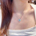 Halo setting oval cut lab grown paraiba pendant necklace 5 Halo setting oval cut lab grown paraiba pendant necklace 01