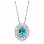 Halo setting oval cut lab grown paraiba pendant necklace 1 Halo setting oval cut lab grown paraiba pendant necklace 01