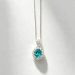 Halo setting oval cut lab grown paraiba pendant necklace 03