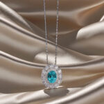 Halo setting oval cut lab grown paraiba pendant necklace 2 Halo setting oval cut lab grown paraiba pendant necklace 01