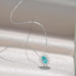 Halo setting oval cut lab grown paraiba pendant necklace 05