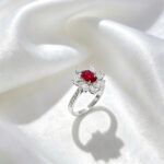 Halo setting oval cut lab grown ruby engagement ring 4 Halo setting oval cut lab grown ruby engagement ring