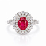 Halo setting oval cut lab grown ruby engagement ring 1 Halo setting oval cut lab grown ruby engagement ring 05