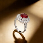 Halo setting oval cut lab grown ruby engagement ring 4 Halo setting oval cut lab grown ruby engagement ring 05